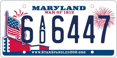 MD license plate 6AD6447