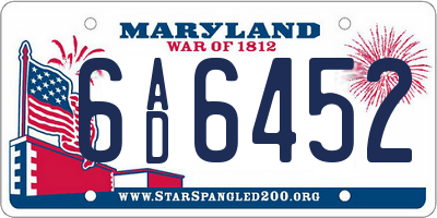 MD license plate 6AD6452