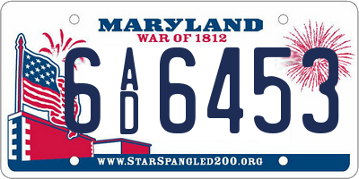 MD license plate 6AD6453