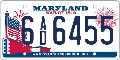 MD license plate 6AD6455