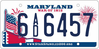 MD license plate 6AD6457