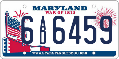 MD license plate 6AD6459