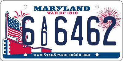 MD license plate 6AD6462