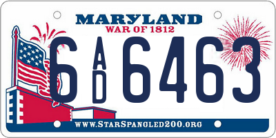 MD license plate 6AD6463
