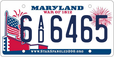 MD license plate 6AD6465