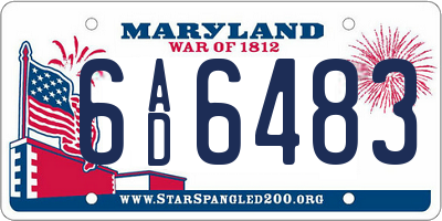 MD license plate 6AD6483