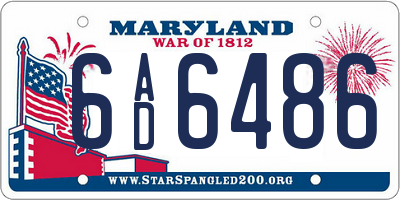 MD license plate 6AD6486