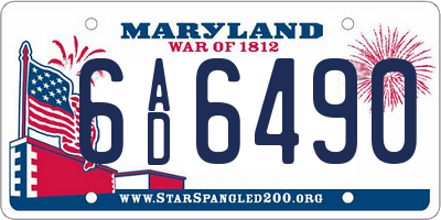 MD license plate 6AD6490
