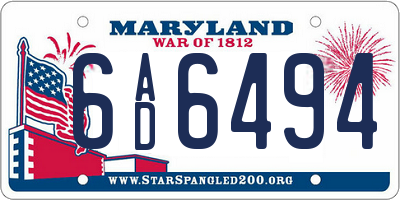 MD license plate 6AD6494