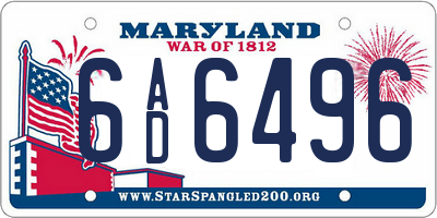 MD license plate 6AD6496