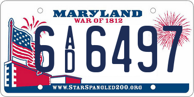 MD license plate 6AD6497
