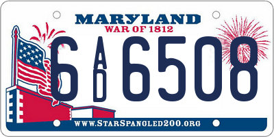 MD license plate 6AD6508