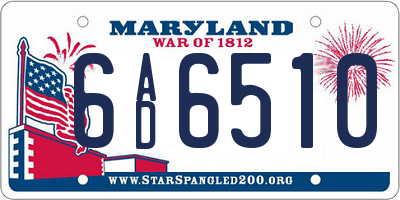 MD license plate 6AD6510