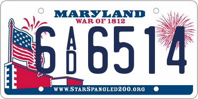 MD license plate 6AD6514