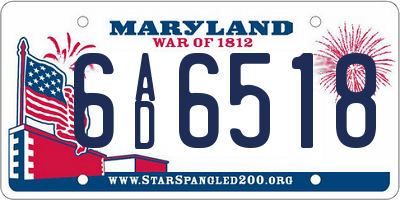 MD license plate 6AD6518