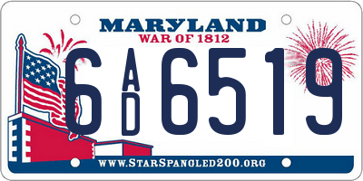 MD license plate 6AD6519