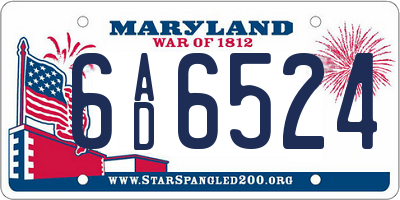 MD license plate 6AD6524