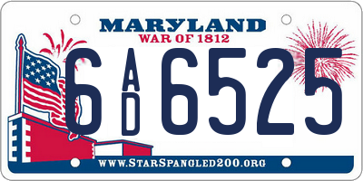 MD license plate 6AD6525