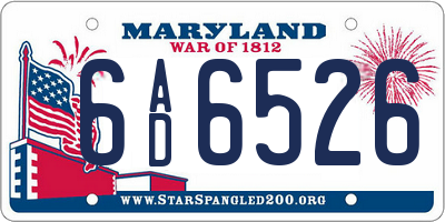 MD license plate 6AD6526