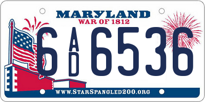 MD license plate 6AD6536