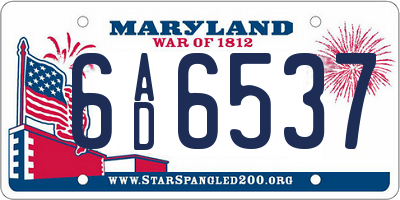 MD license plate 6AD6537