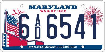 MD license plate 6AD6541