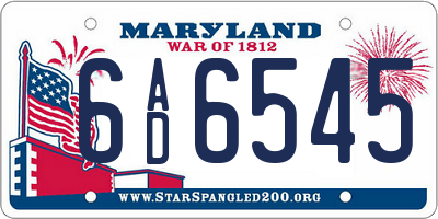 MD license plate 6AD6545