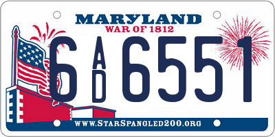 MD license plate 6AD6551