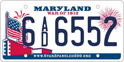 MD license plate 6AD6552