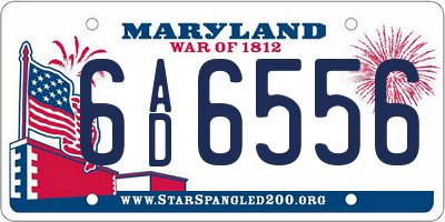 MD license plate 6AD6556