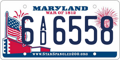 MD license plate 6AD6558