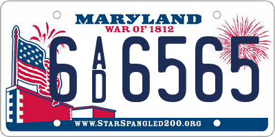 MD license plate 6AD6565