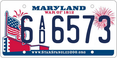 MD license plate 6AD6573