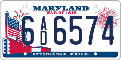 MD license plate 6AD6574