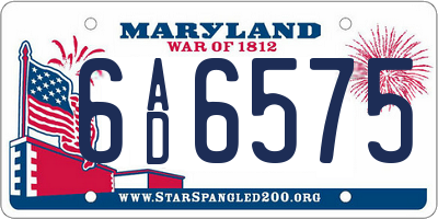 MD license plate 6AD6575