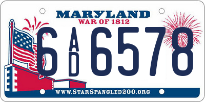 MD license plate 6AD6578