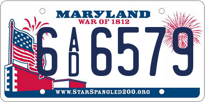MD license plate 6AD6579