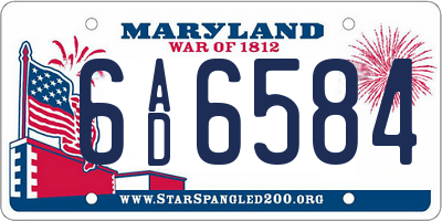 MD license plate 6AD6584