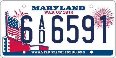 MD license plate 6AD6591