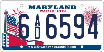 MD license plate 6AD6594