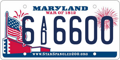 MD license plate 6AD6600