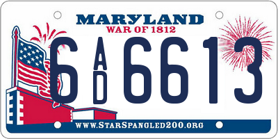 MD license plate 6AD6613