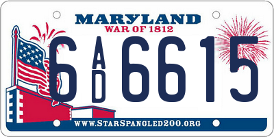MD license plate 6AD6615