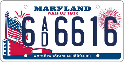 MD license plate 6AD6616