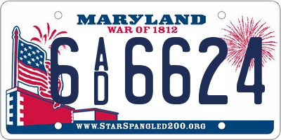 MD license plate 6AD6624