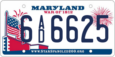 MD license plate 6AD6625