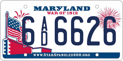 MD license plate 6AD6626