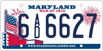 MD license plate 6AD6627