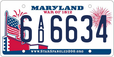 MD license plate 6AD6634