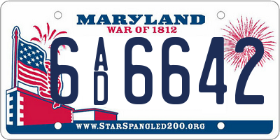 MD license plate 6AD6642